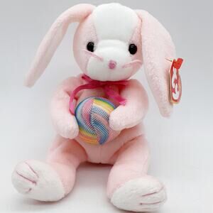 Ty Eggerton Beanie Babies Plush Small Pink White Rainbow Ball With Tag
